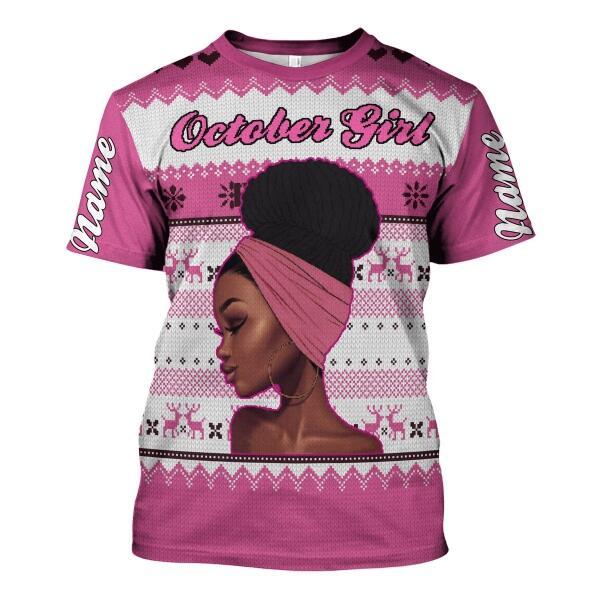 CustomsPig Personalized T-shirt October Girl All Over Printed