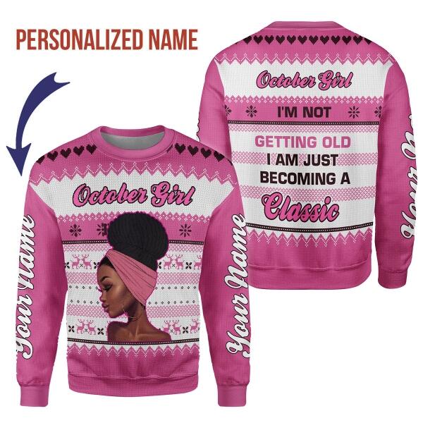 CustomsPig Personalized Ugly Sweater October Girl All Over Printed