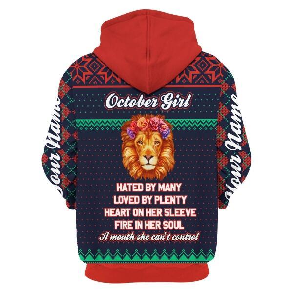CustomsPig Personalized Zip Hoodie October Girl All Over Printed
