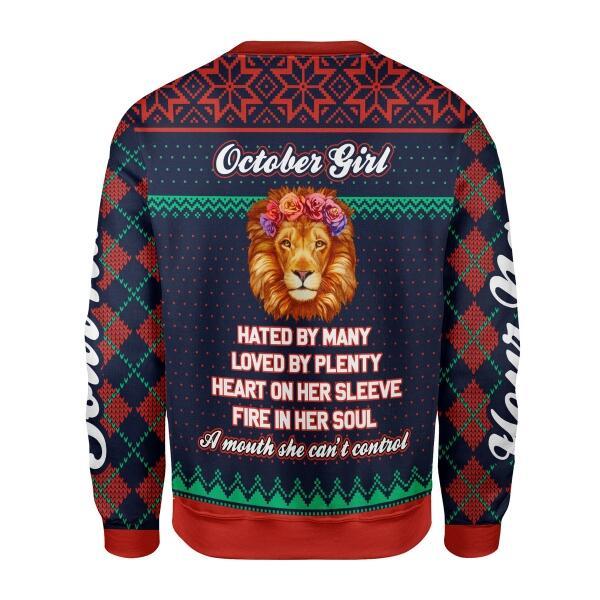 CustomsPig Personalized Ugly Sweater October Girl All Over Printed