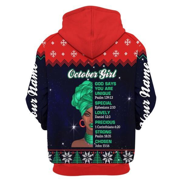 CustomsPig Personalized Hoodie October Girl All Over Printed