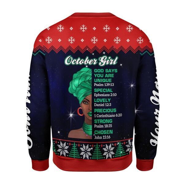 CustomsPig Personalized Ugly Sweater October Girl All Over Printed