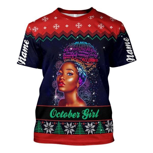 CustomsPig Personalized T-shirt October Girl All Over Printed