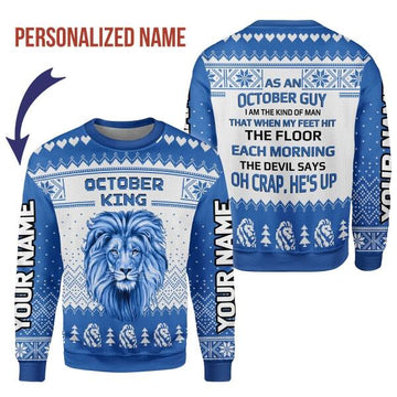 CustomsPig Personalized Ugly Sweater October Guy All Over Printed