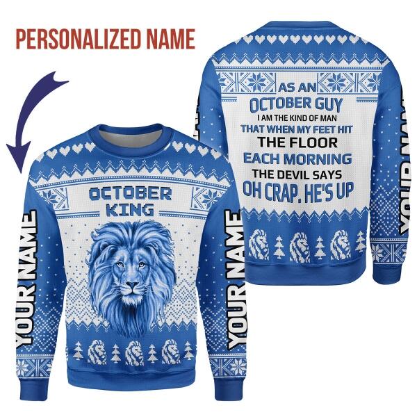 CustomsPig Personalized Ugly Sweater October Guy All Over Printed