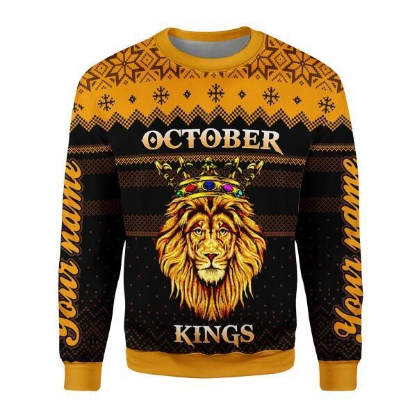 CustomsPig Personalized Ugly Sweater October King All Over Printed