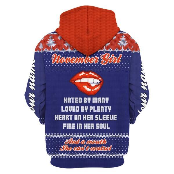 CustomsPig Personalized Hoodie November Girl All Over Printed