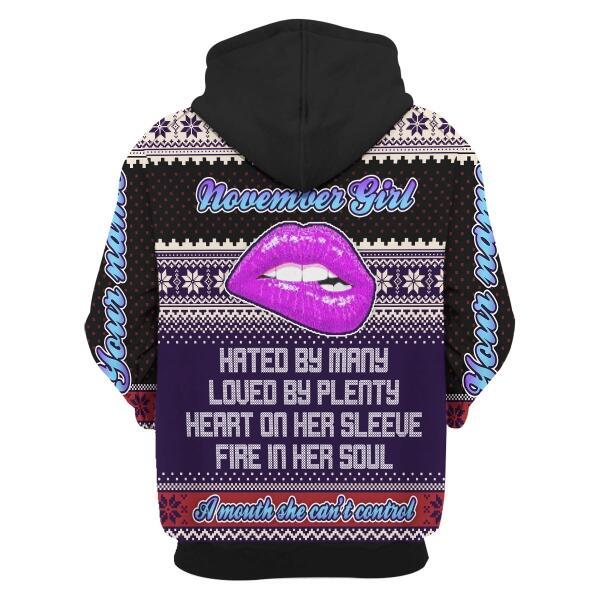 CustomsPig Personalized Hoodie A Queen Was Born In November All Over Printed