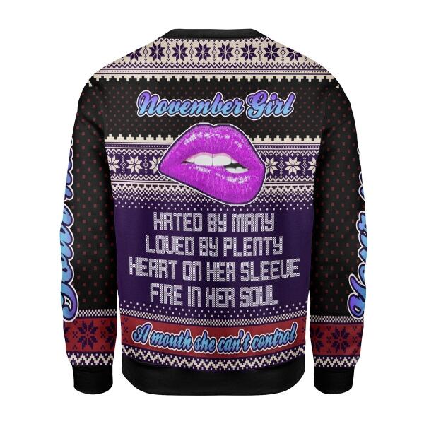 CustomsPig Personalized Ugly Sweater A Queen Was Born In November All Over Printed