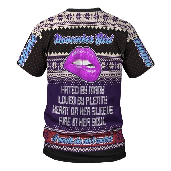 CustomsPig Personalized T-shirt A Queen Was Born In November All Over Printed