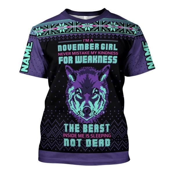 CustomsPig Personalized Tops November Girl All Over Printed