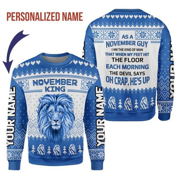CustomsPig Personalized Ugly Sweater November Guy All Over Printed