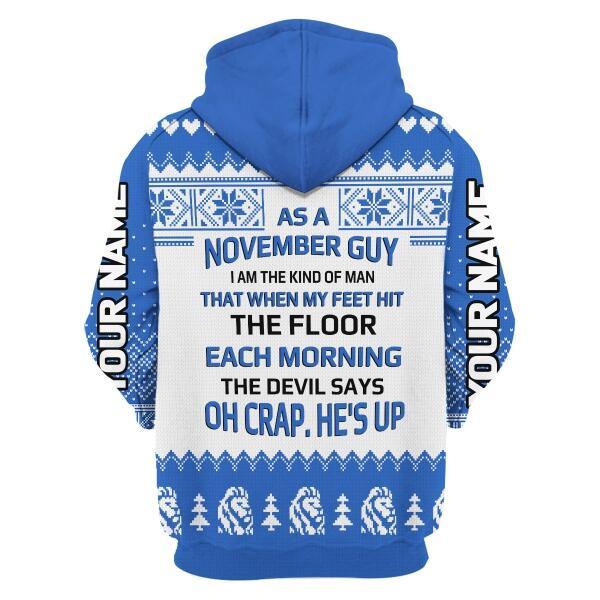 CustomsPig Personalized Zip Hoodie November Guy All Over Printed