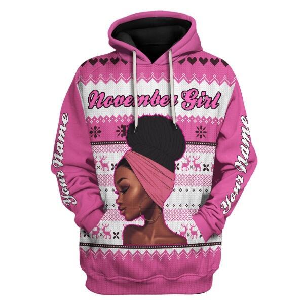 CustomsPig Personalized Hoodie November Girl All Over Printed