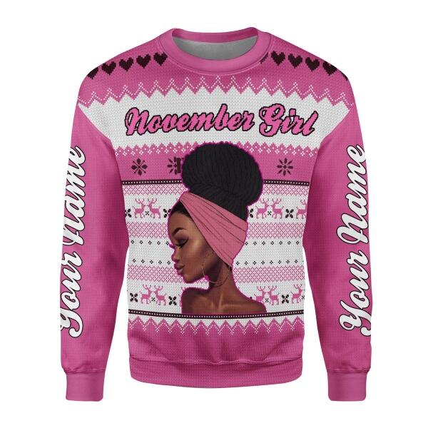 Customspig Personalized Sweatshirt November Girl All Over Printed