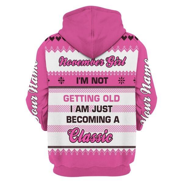 CustomsPig Personalized Zip Hoodie November Girl All Over Printed