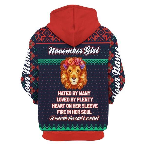 CustomsPig Personalized Zip Hoodie November Girl All Over Printed