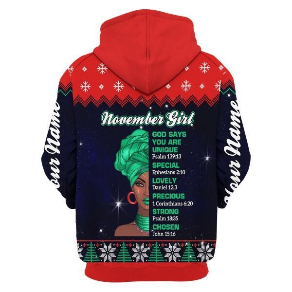 CustomsPig Personalized Hoodie November Girl All Over Printed
