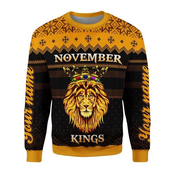 Customspig Personalized Sweatshirt Kings Are Born In November All Over Printed