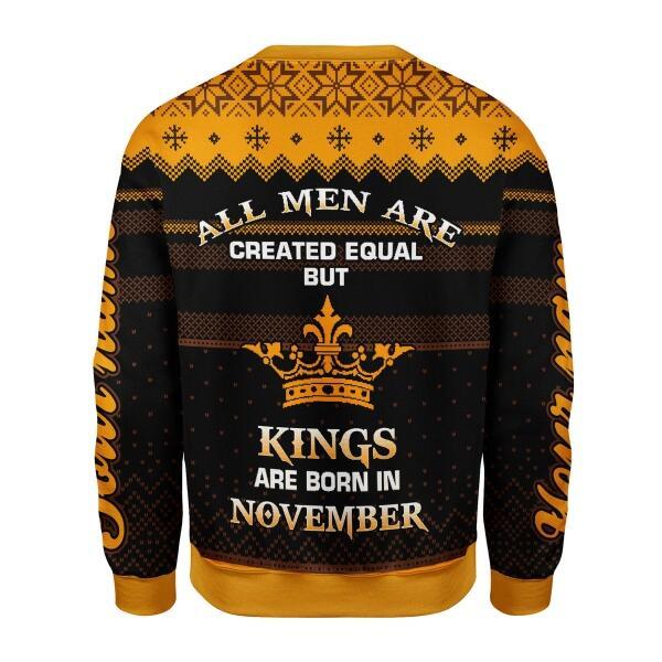Customspig Personalized Sweatshirt Kings Are Born In November All Over Printed