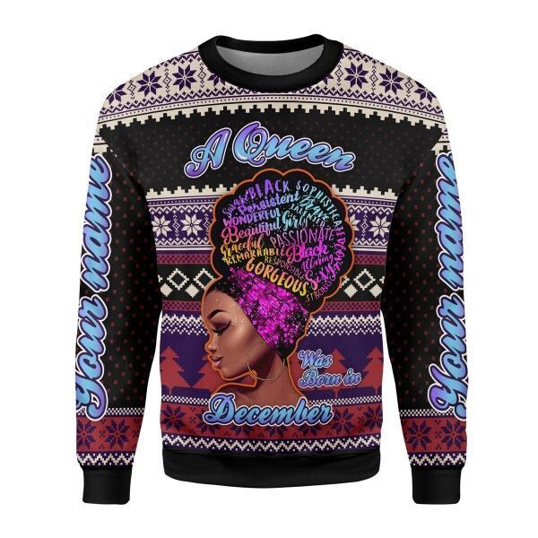 CustomsPig Personalized  Tops  A Queen Was Born In December All Over Printed