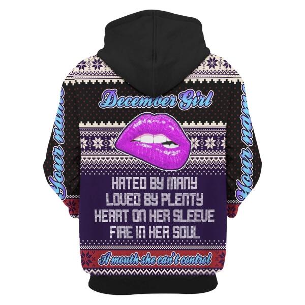 CustomsPig Personalized Hoodie A Queen Was Born In December All Over Printed