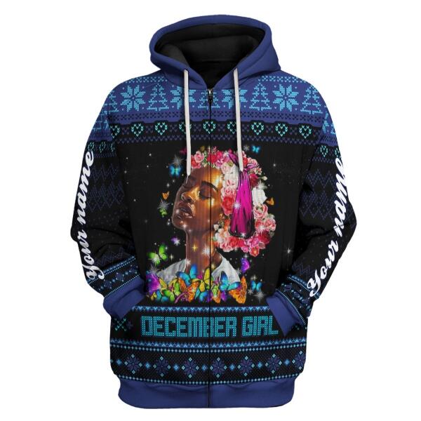 CustomsPig Personalized Zip Hoodie December Girl I Am The Storm All Over Printed