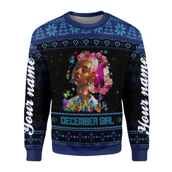 CustomsPig Personalized Ugly Sweater December Girl I Am The Storm All Over Printed