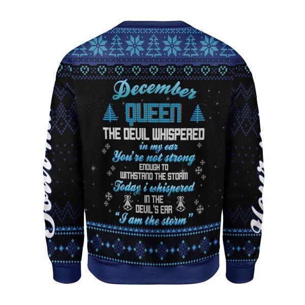 CustomsPig Personalized Ugly Sweater December Girl I Am The Storm All Over Printed