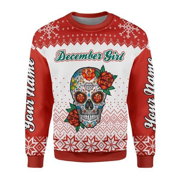 CustomsPig Personalized Ugly Sweater December Girl All Over Printed