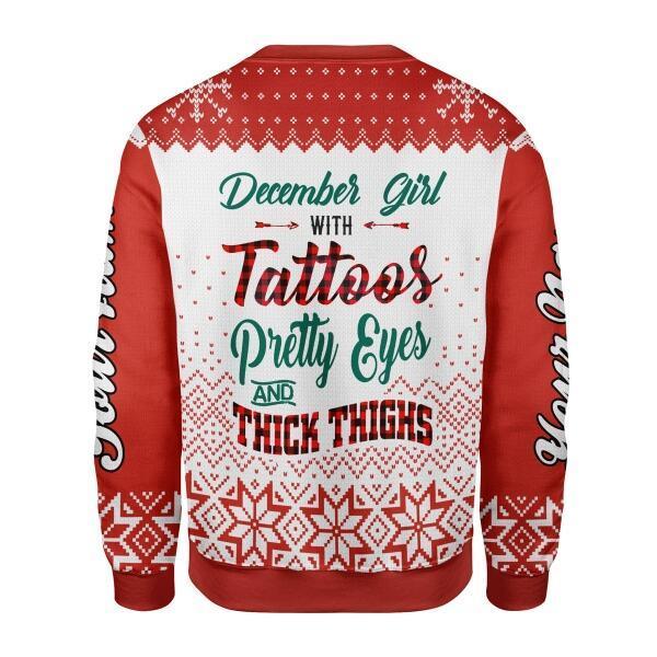 CustomsPig Personalized Ugly Sweater December Girl All Over Printed
