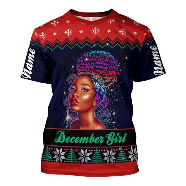 CustomsPig Personalized T-shirt December Girl God Says You Are Unique All Over Printed