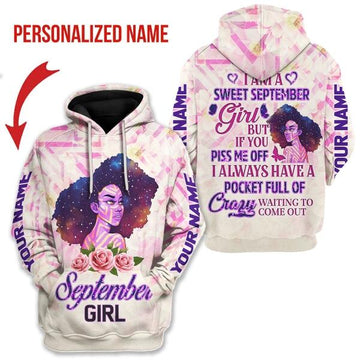 CustomsPig Personalized Hoodie September Girl All Over Printed