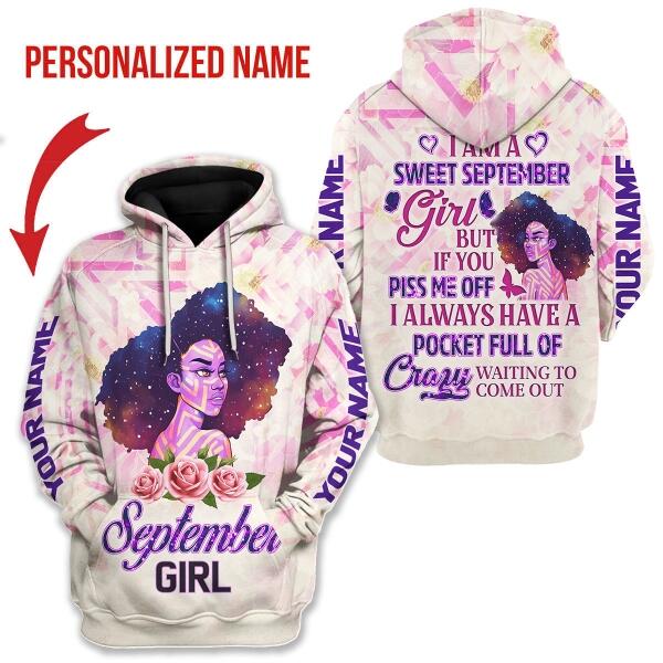 CustomsPig Personalized Hoodie September Girl All Over Printed
