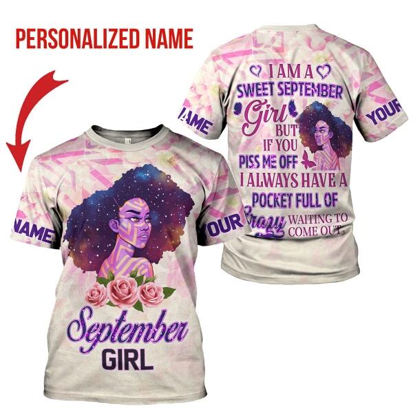 CustomsPig Personalized T-shirt September Girl All Over Printed