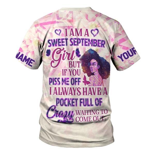 CustomsPig Personalized T-shirt September Girl All Over Printed