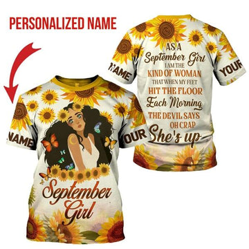 CustomsPig Personalized T-shirt September Girl All Over Printed
