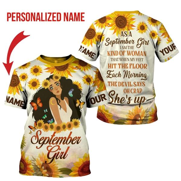 CustomsPig Personalized T-shirt September Girl All Over Printed