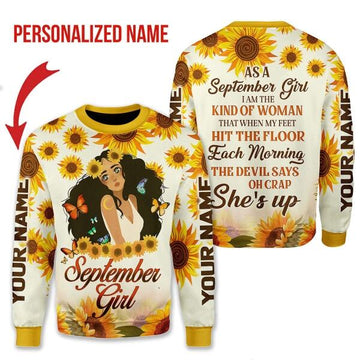 Customspig Personalized Sweatshirt September Girl All Over Printed