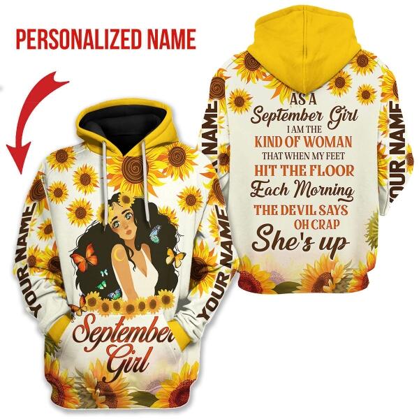 CustomsPig Personalized Hoodie September Girl All Over Printed