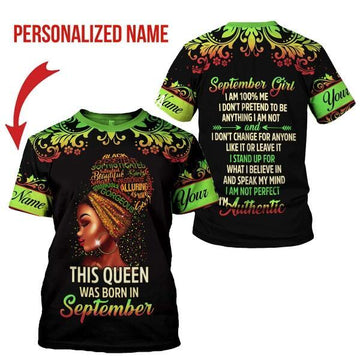 CustomsPig Personalized T-shirt September Girl I Am 100% Me All Over Printed