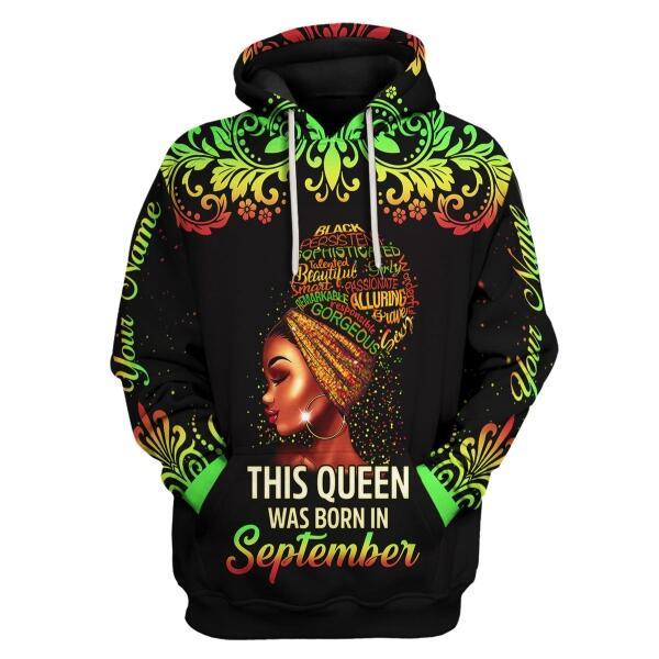 CustomsPig Personalized Hoodie September Girl I Am 100% Me All Over Printed