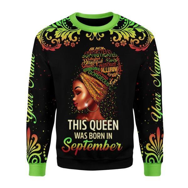 CustomsPig Personalized Ugly Sweater September Girl I Am 100% Me All Over Printed