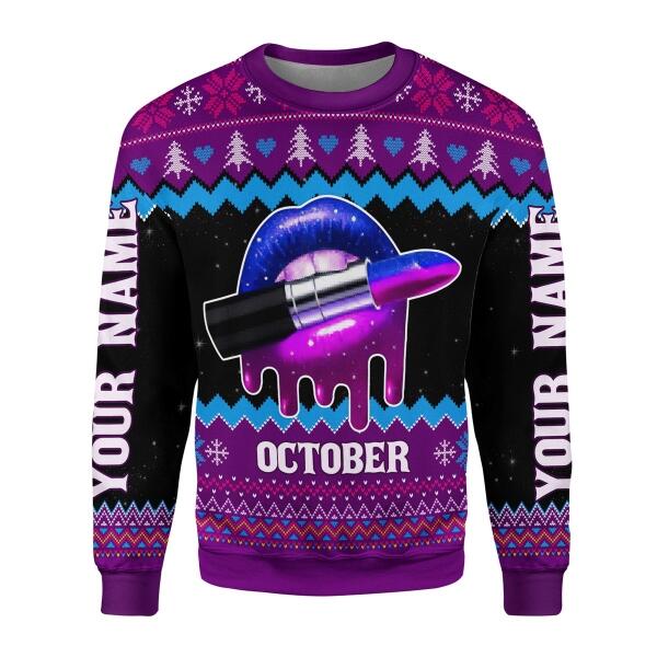 CustomsPig Personalized Ugly Sweater October Girl All Over Printed