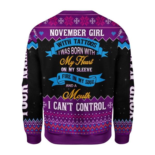 CustomsPig Personalized Ugly Sweater November Girl All Over Printed