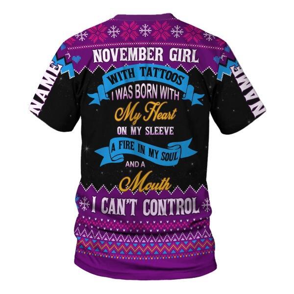 CustomsPig Personalized Tops November Girl All Over Printed