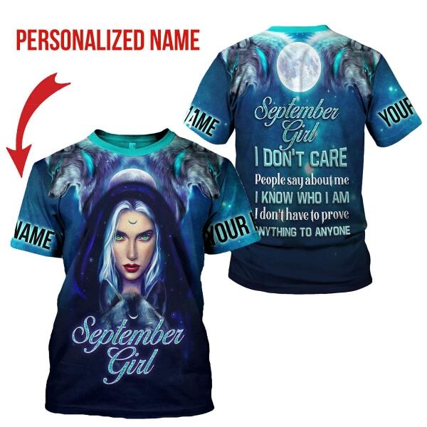 CustomsPig Personalized T-shirt September Girl I Don't Care All Over Printed