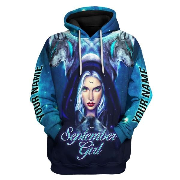 CustomsPig Personalized Hoodie September Girl I Don't Care All Over Printed