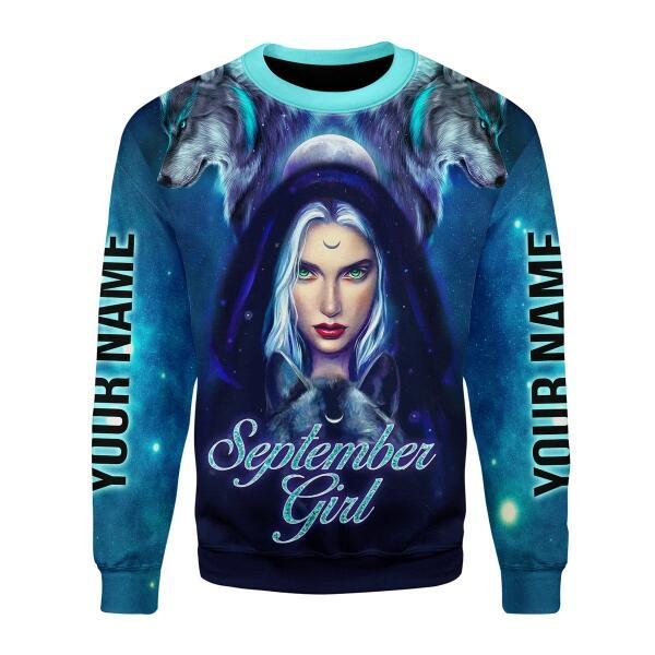 CustomsPig Personalized Ugly Sweater September Girl I Don't Care All Over Printed