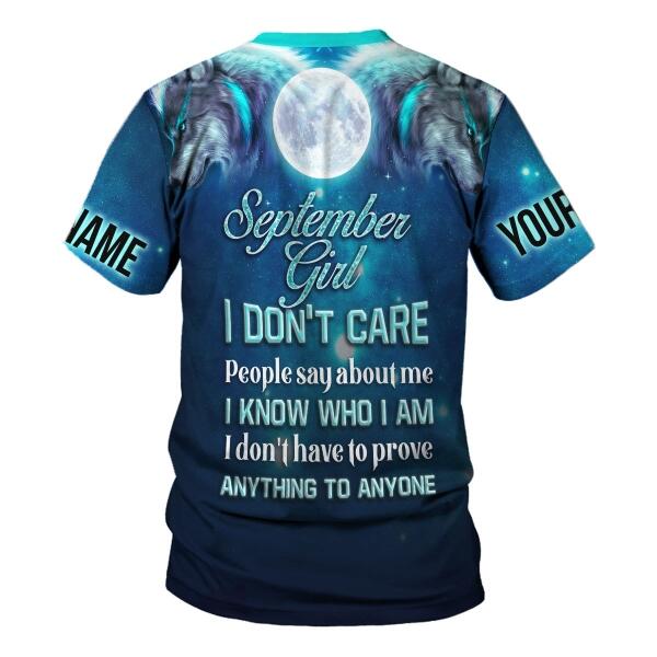 CustomsPig Personalized T-shirt September Girl I Don't Care All Over Printed